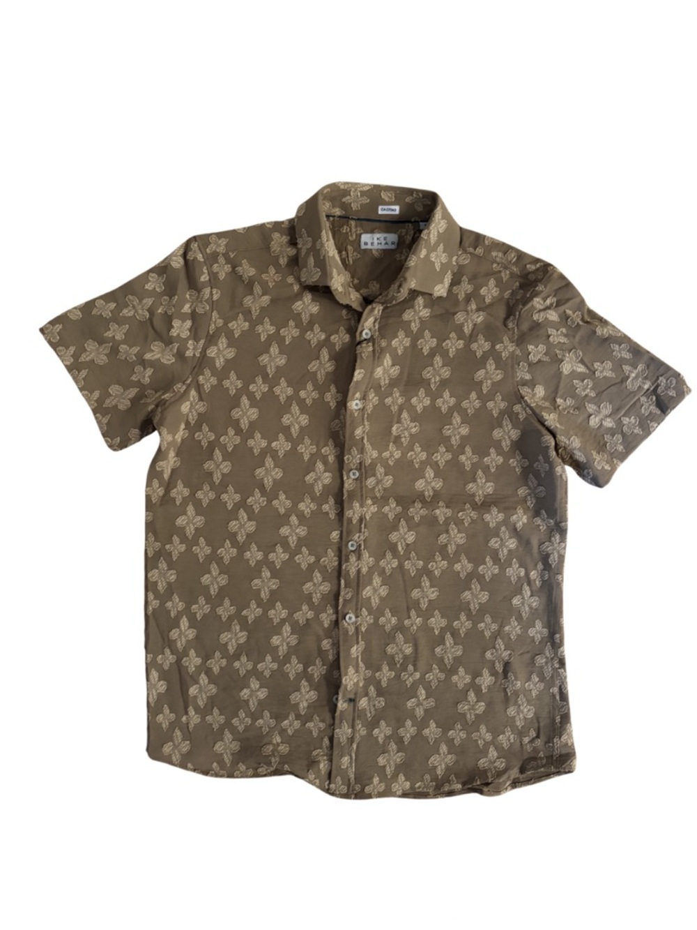 Ike Behar Beige Appliqué Patterned Short-Sleeve Button-Up Shirt
